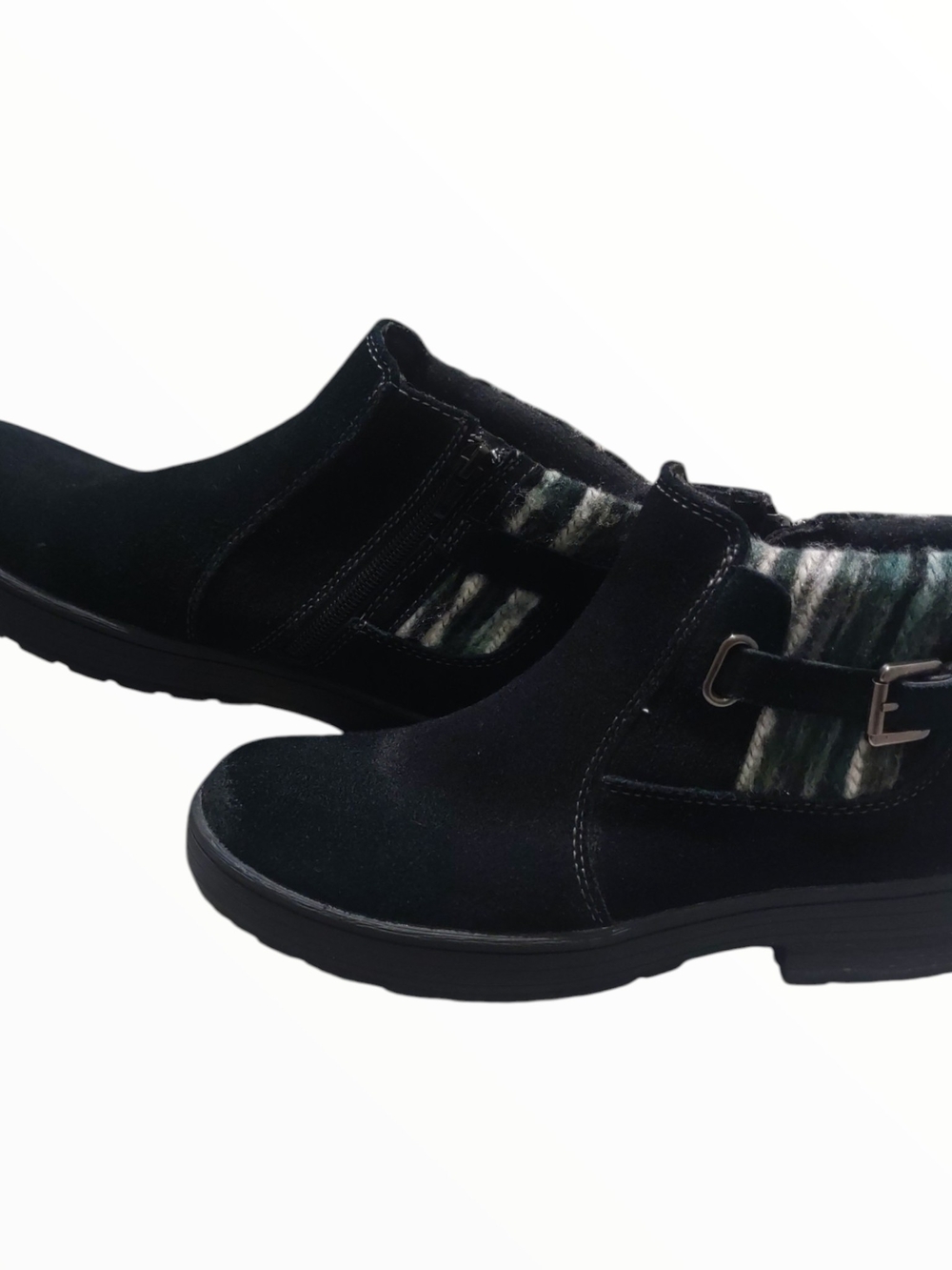 Earth Origins Women’s size 8 Black Suede Ankle Boot Zip Buckle Round Toe - Picture 2 of 6